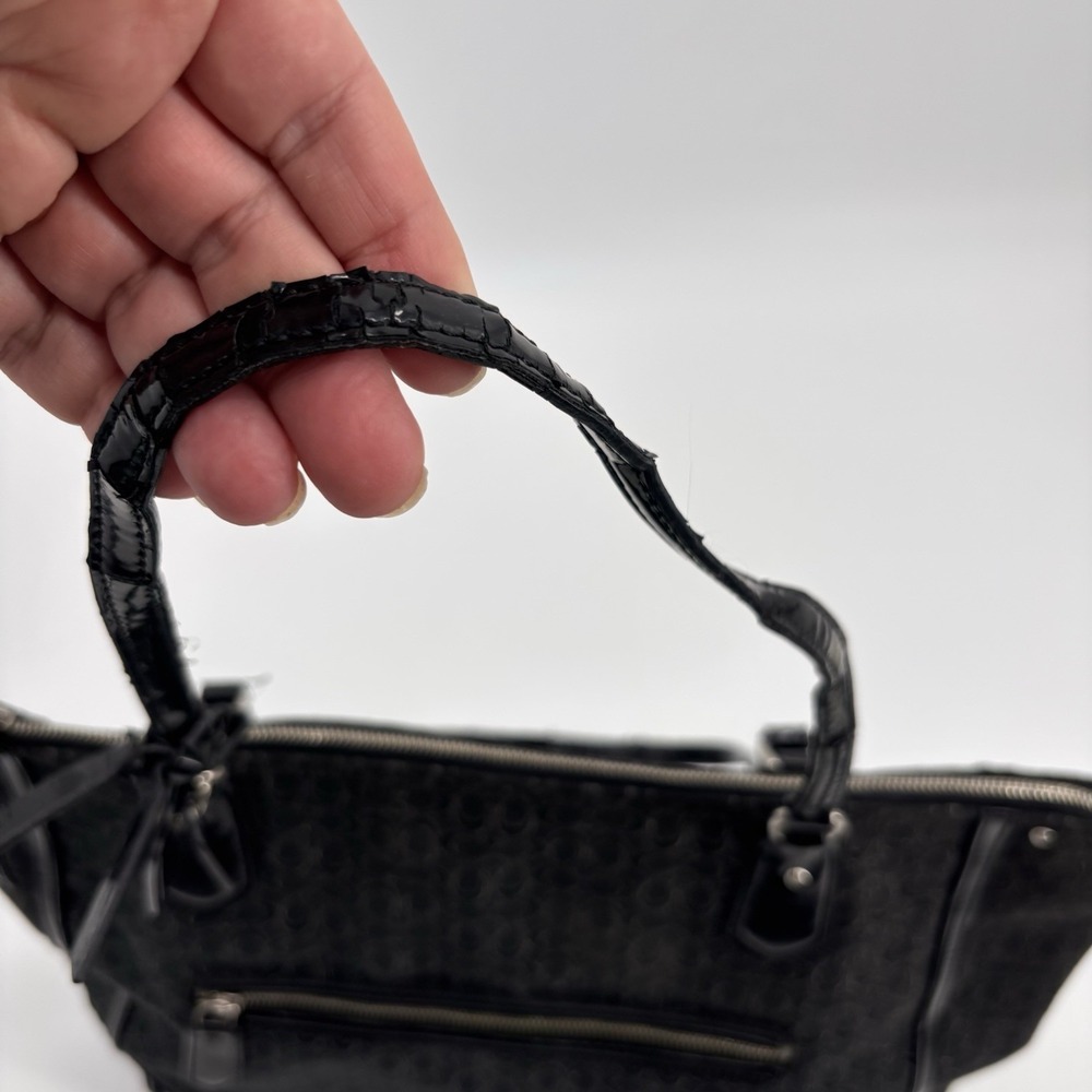 COACH POPPY TOTE SIGNATURE METALLIC‎ BLACK CHARCOAL - Gem